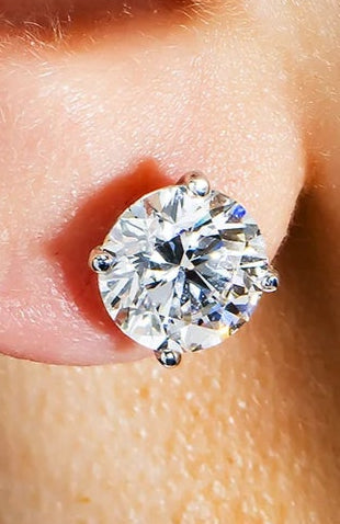 Lilyann 4 Carats Solitaire Lab Grown Round Diamond Stud Earrings in 14K White Gold IGI Wear