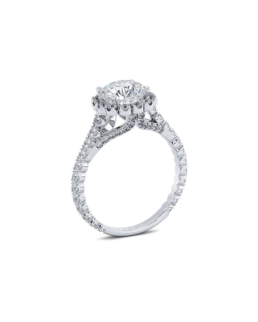Diamond ring with a white background side