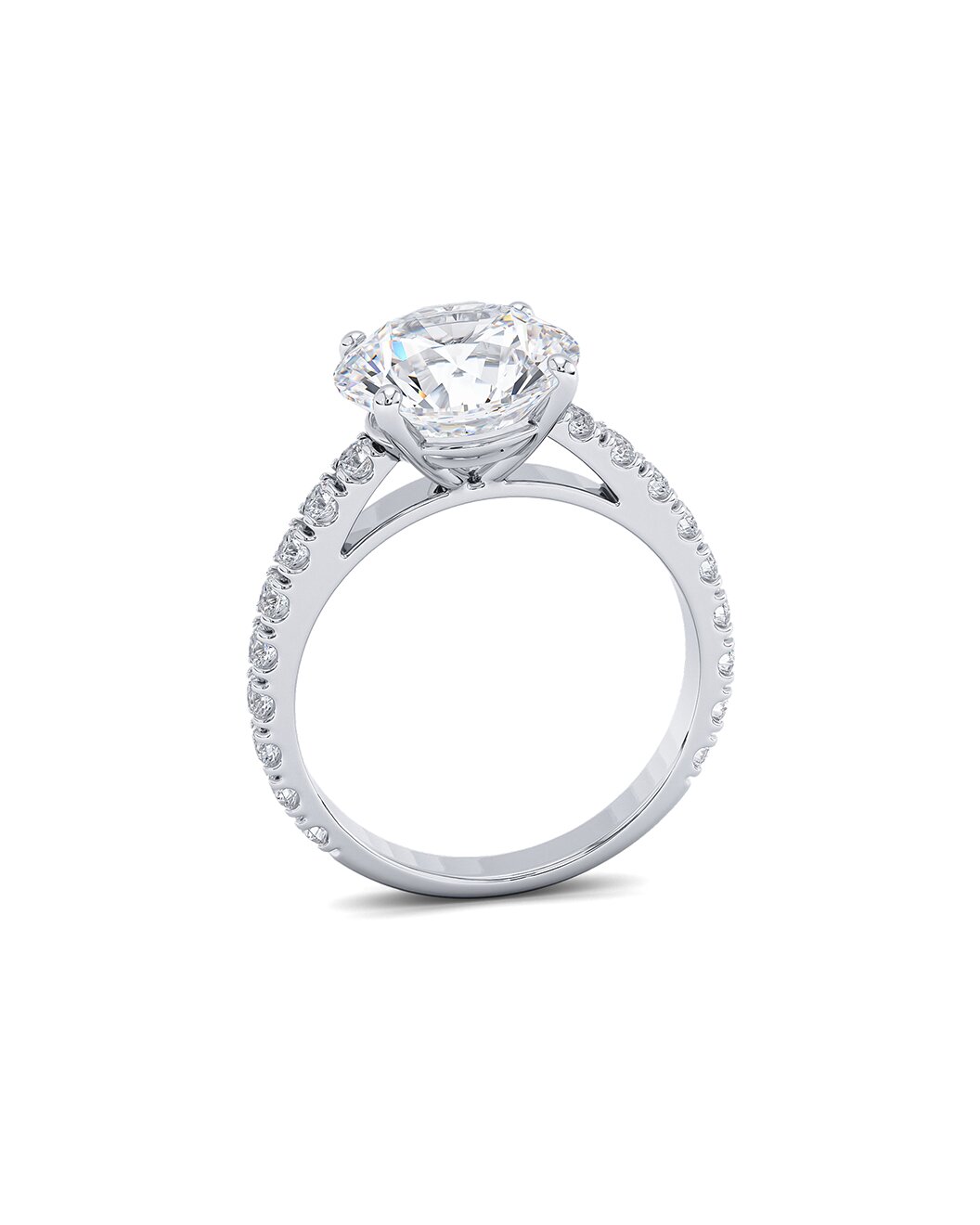 Diamond ring with a white background side