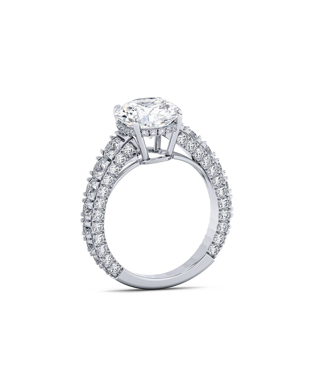 Diamond Cathedral Set Engagement Ring in 14k White Gold Front Angle
