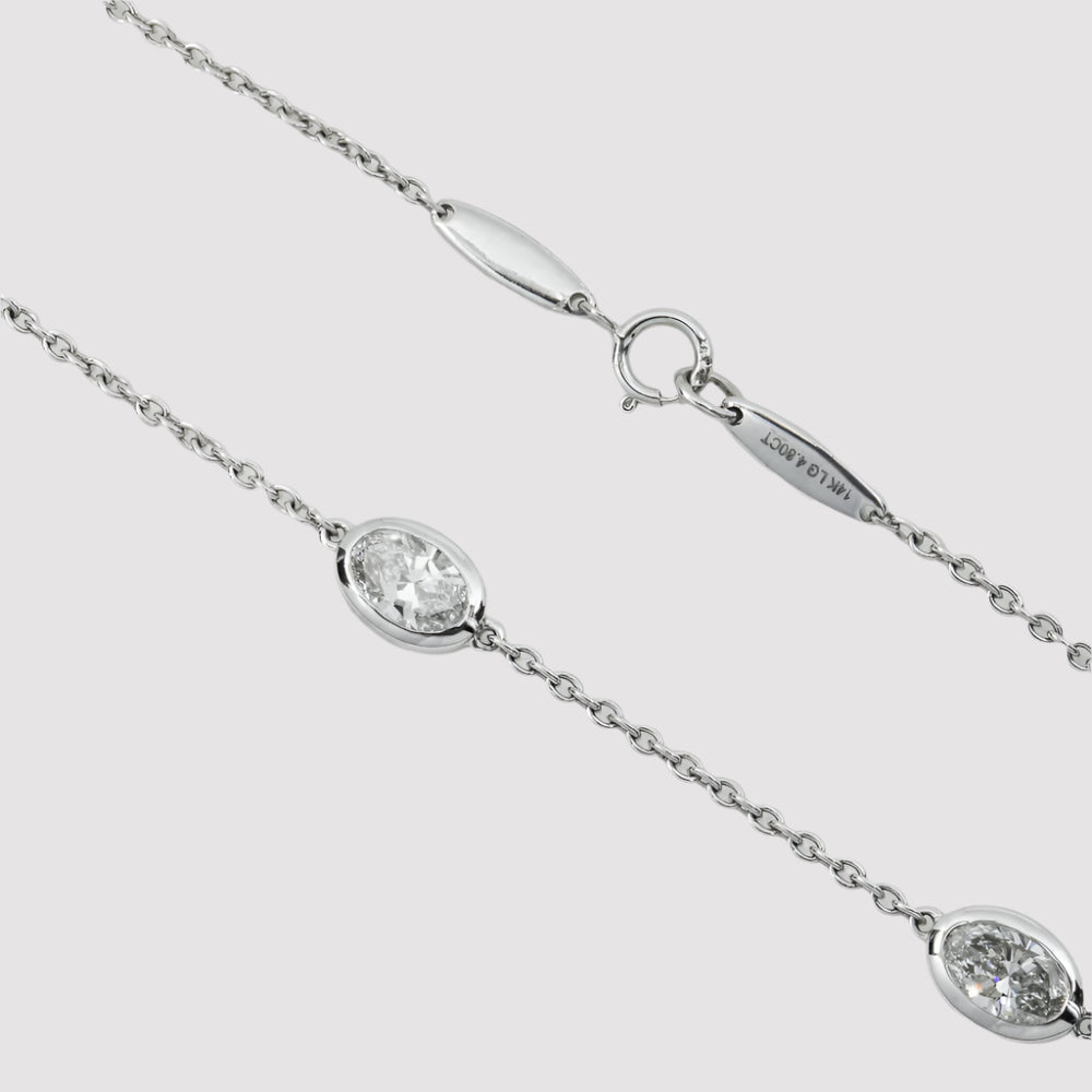 Lithisha 5 Carat Oval Cut Lab Grown Diamond Satellite Necklace Front and Lock