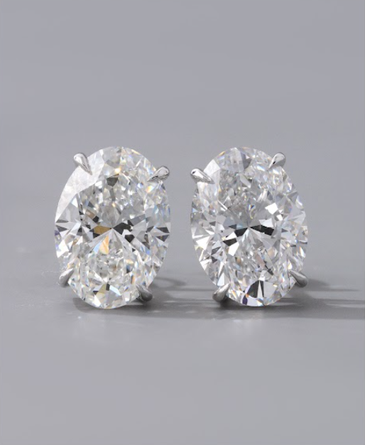 Livio Carat Oval Cut Lab Grown Diamond Stud Earrings in 14K White Gold