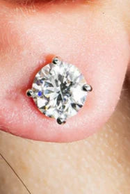 Lizeth 3 Carats Solitaire Lab Grown Round Diamond Stud Earrings in 14K White Gold IGI Wear