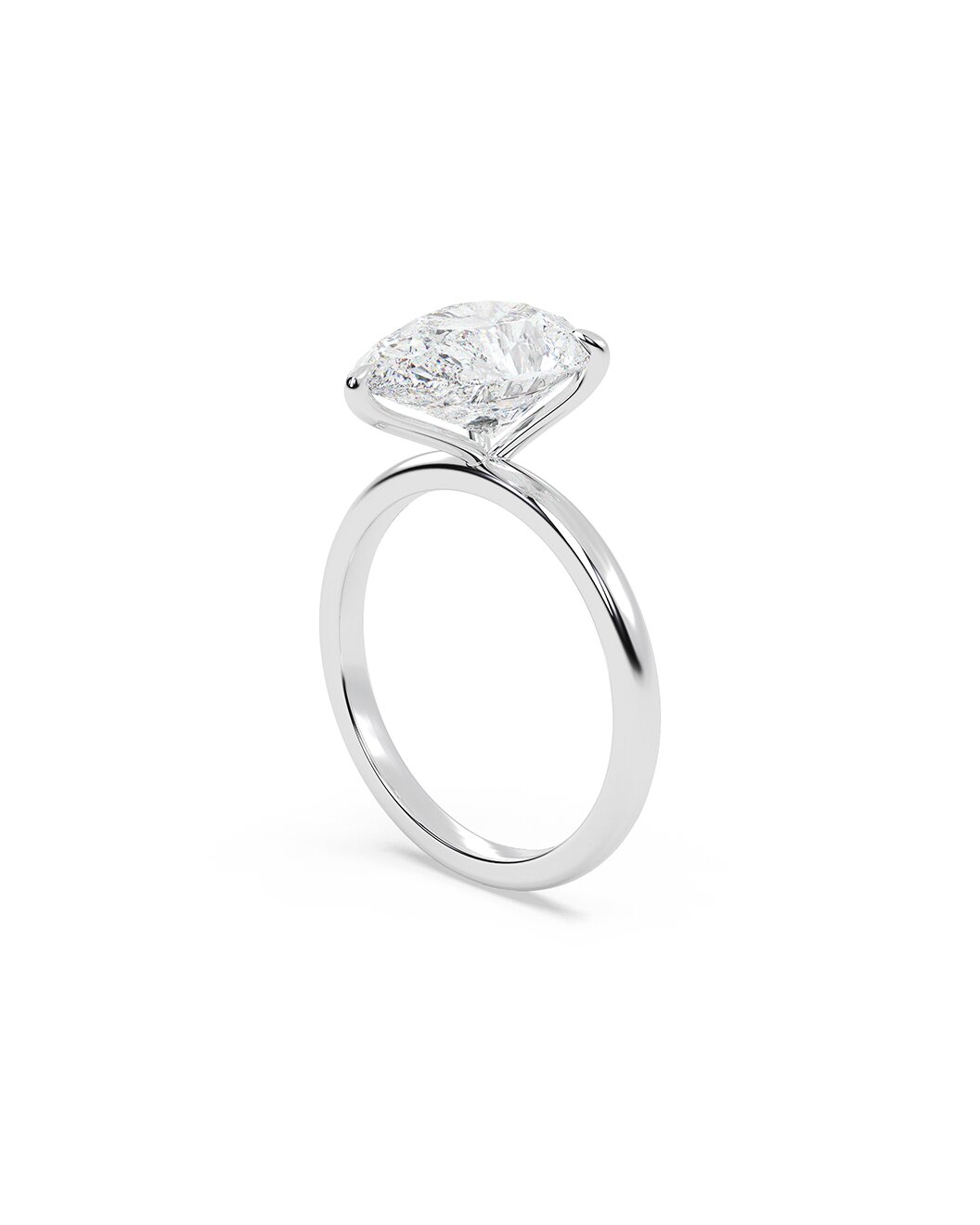 Lucettae 4.00 Carat Pear Cut Lab Grown Diamond Engagement Ring in 14k White Gold Side View