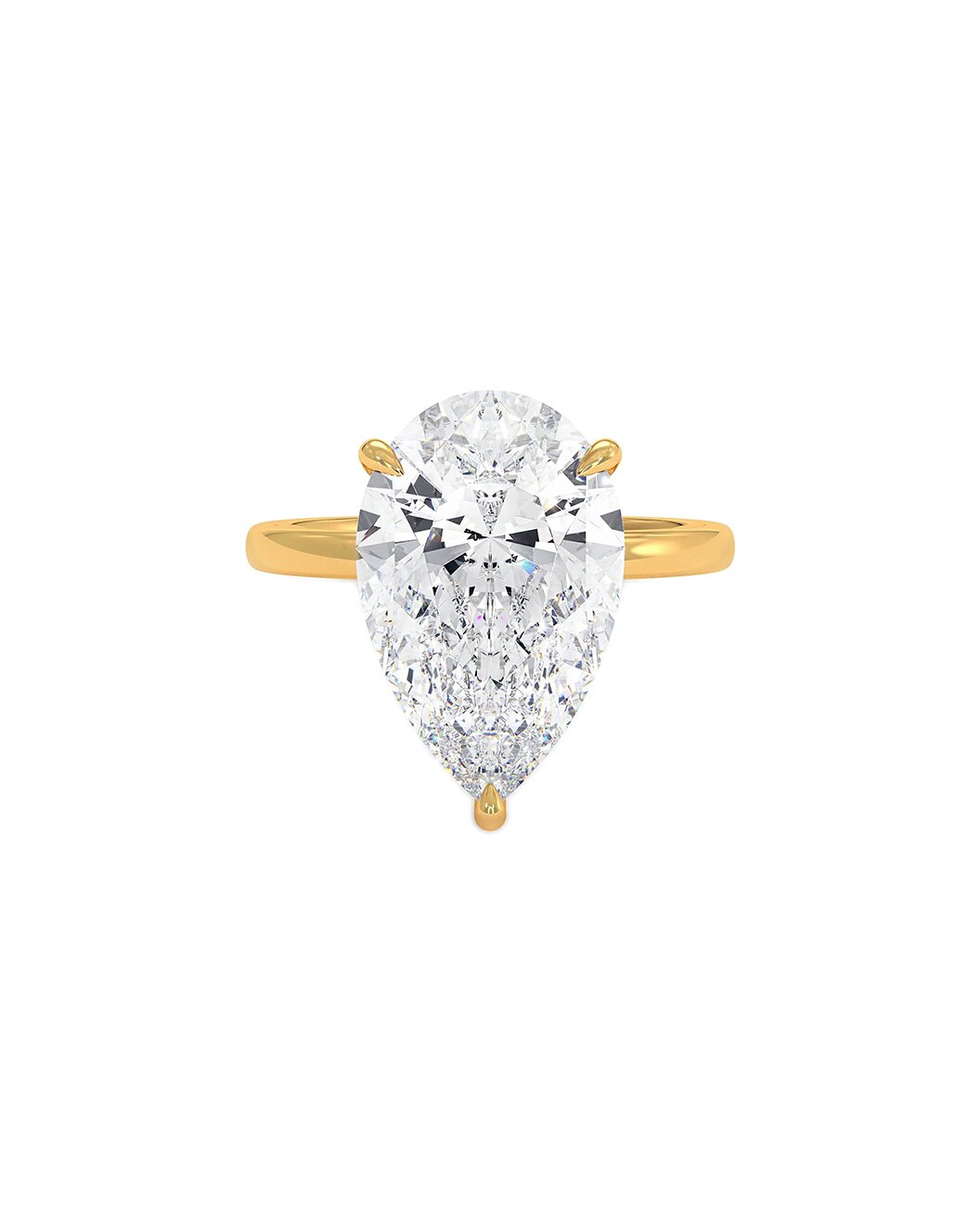 Lucilla 3 Carat Faceted Pear Cut Lab Grown Diamond Engagement Ring in 14k Yellow Gold