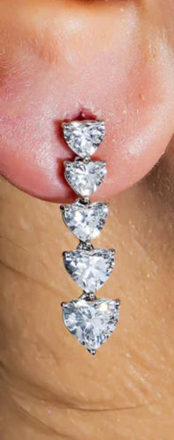 Lula 4 Carats Falling Heart Cut Lab Grown Diamond Drop Earrings in 18K White Gold Wear