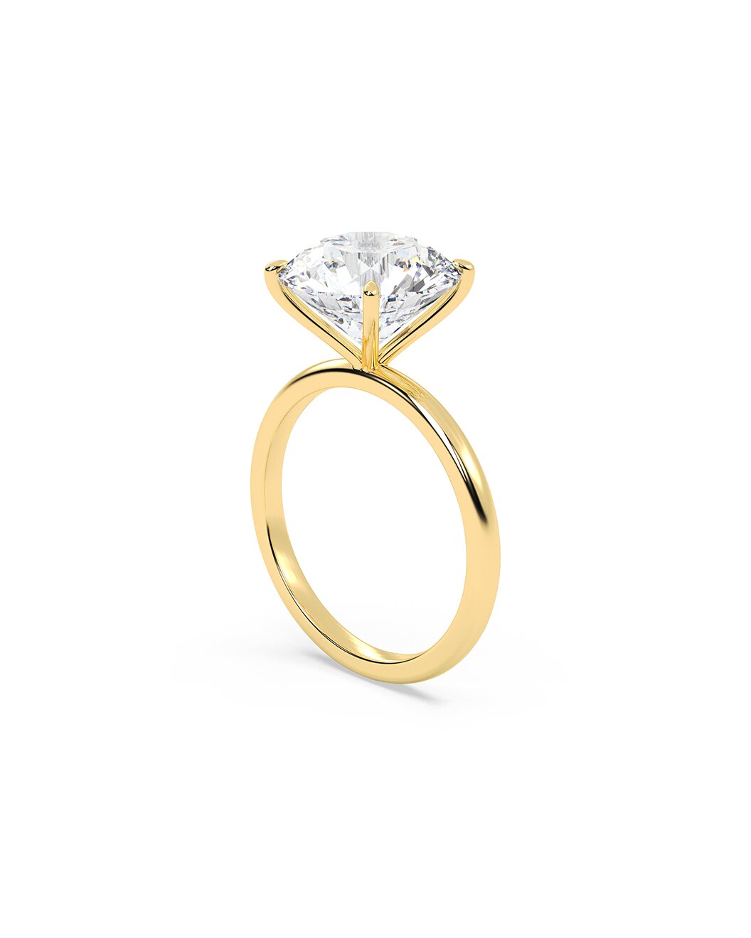 Lulani 5 Carat Round Cut Lab Grown Diamond Engagement Ring in 14k Yellow Gold Side View