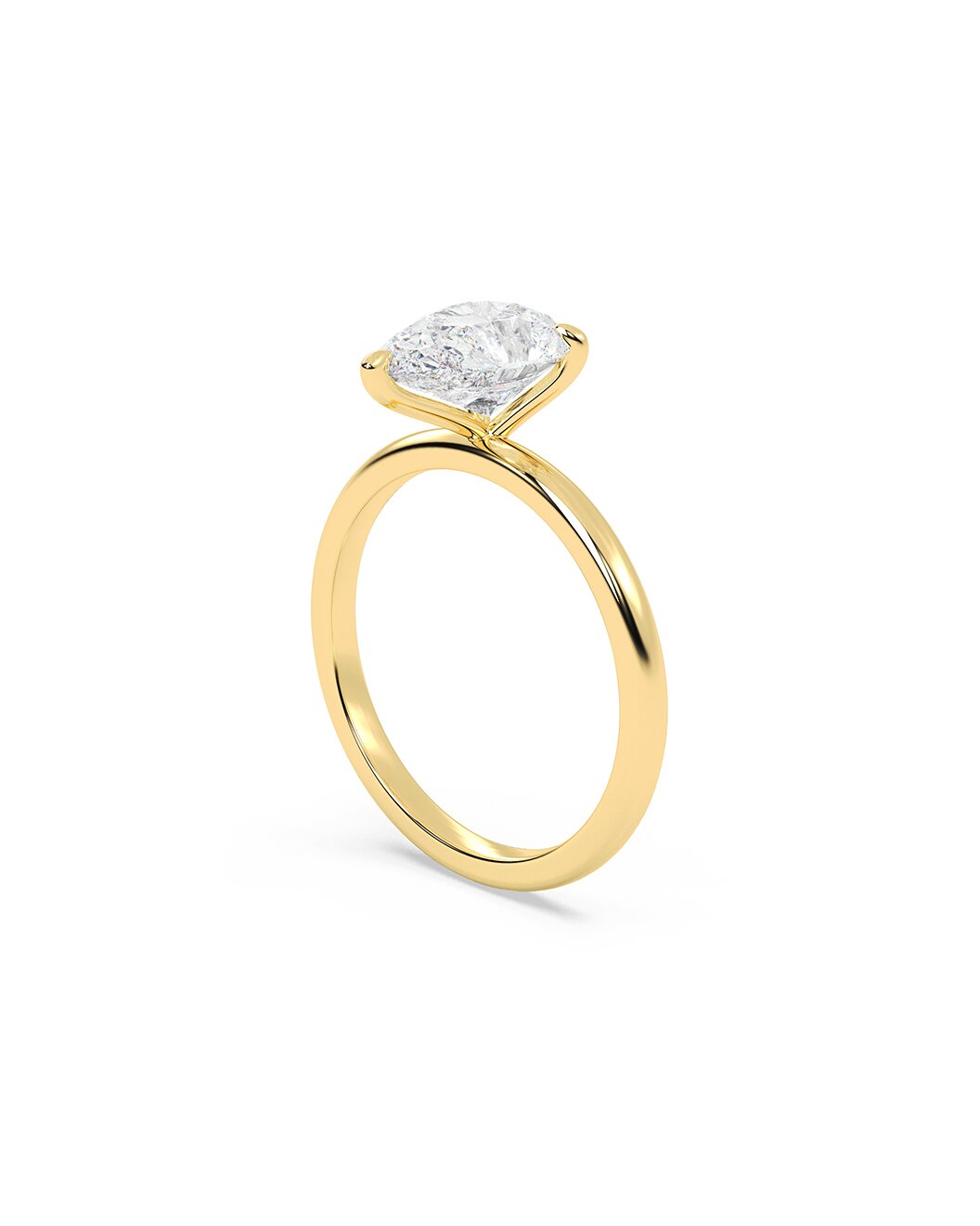 Luxara 2 Carat Pear Cut Lab Grown Diamond Engagement Ring in 14k Yellow Gold Side View