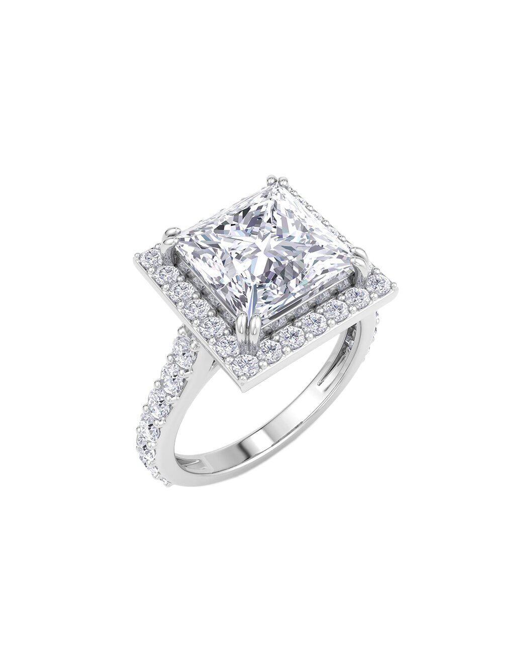 Lyrisa 5 Carat Princess Cut Faceted Lab Grown Diamond Engagement Ring in 14k White Gold