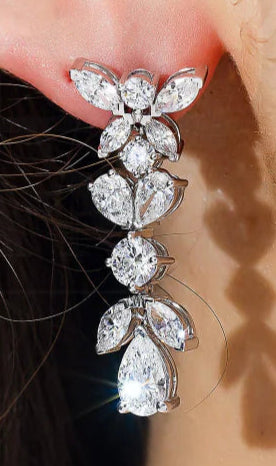 Lytisha 7 Carats Marquise, Round & Pear Cut Lab Grown Diamond Drop Earrings in 14K White Gold Wear