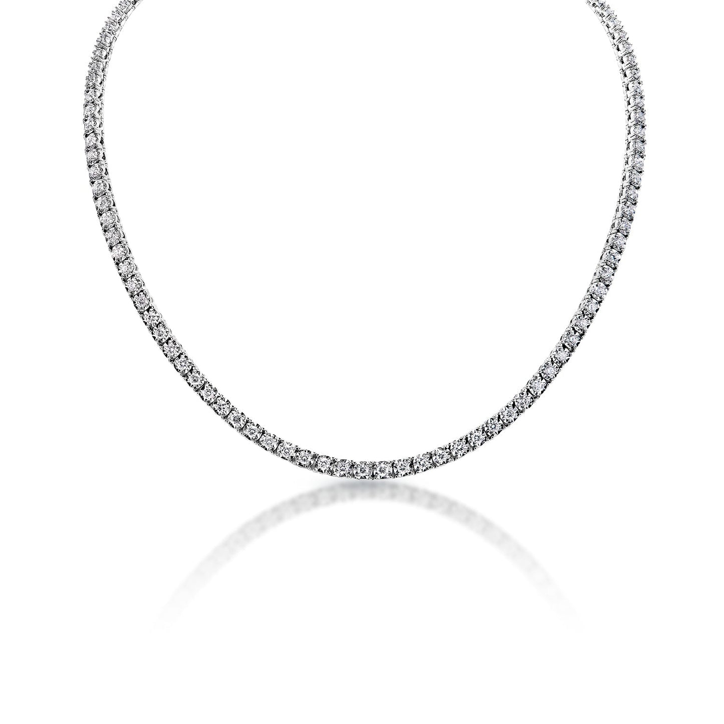 Diamond tennis necklace on a white background