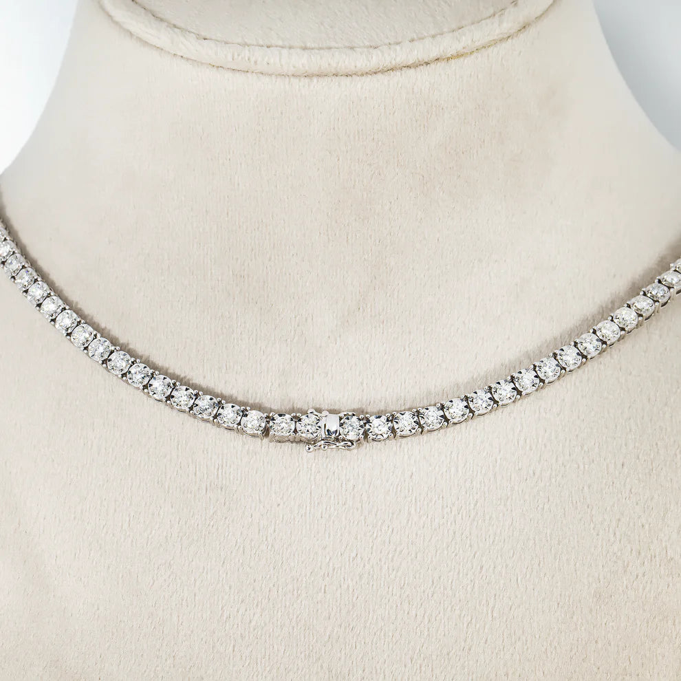 Maisy 8 Carat Round Cut Diamond Tennis Necklace Back