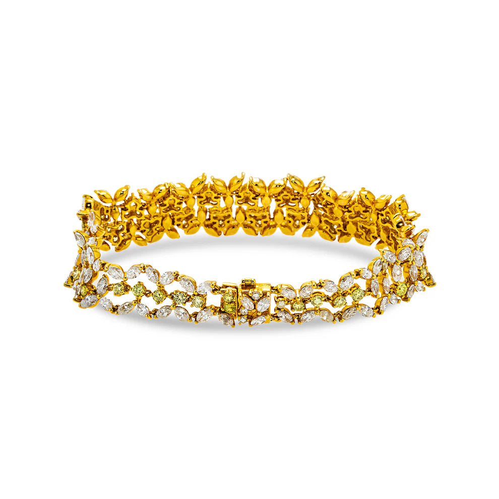 Marquise & Round Cut Fancy Yellow Diamond bracelet Back