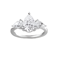Pear Cut Lab Grown Diamond 3 Stone Solitaire Ring
