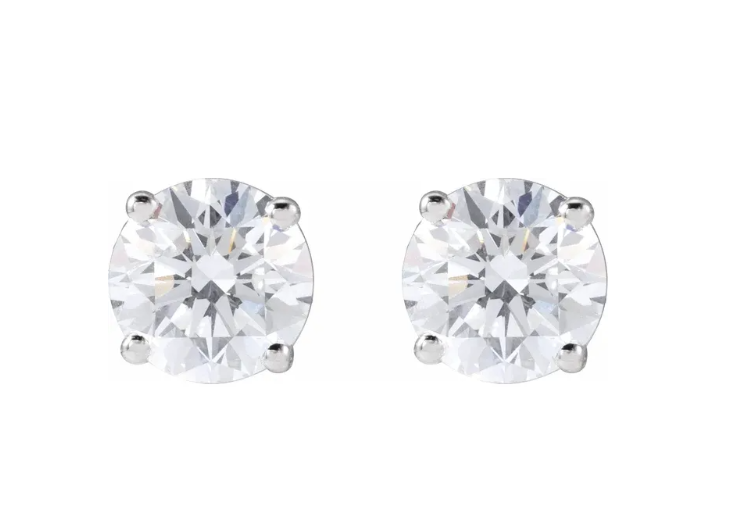Lylee 1.5 Carat Round Cut Lab Grown Diamond Stud Earrings in 14k White Gold