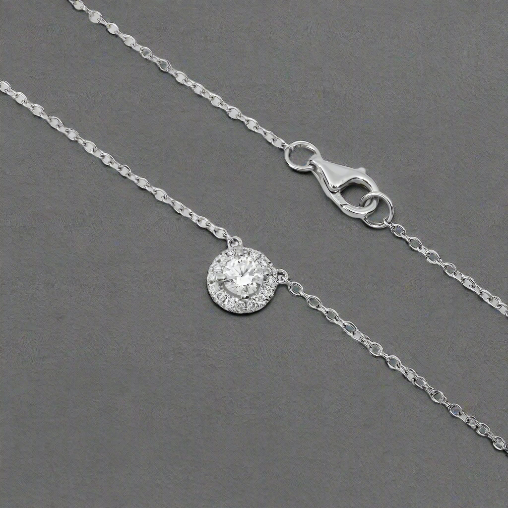 Tallulah 0.27 Carat Round Diamond Pendant & Chain in 18K White Gold
