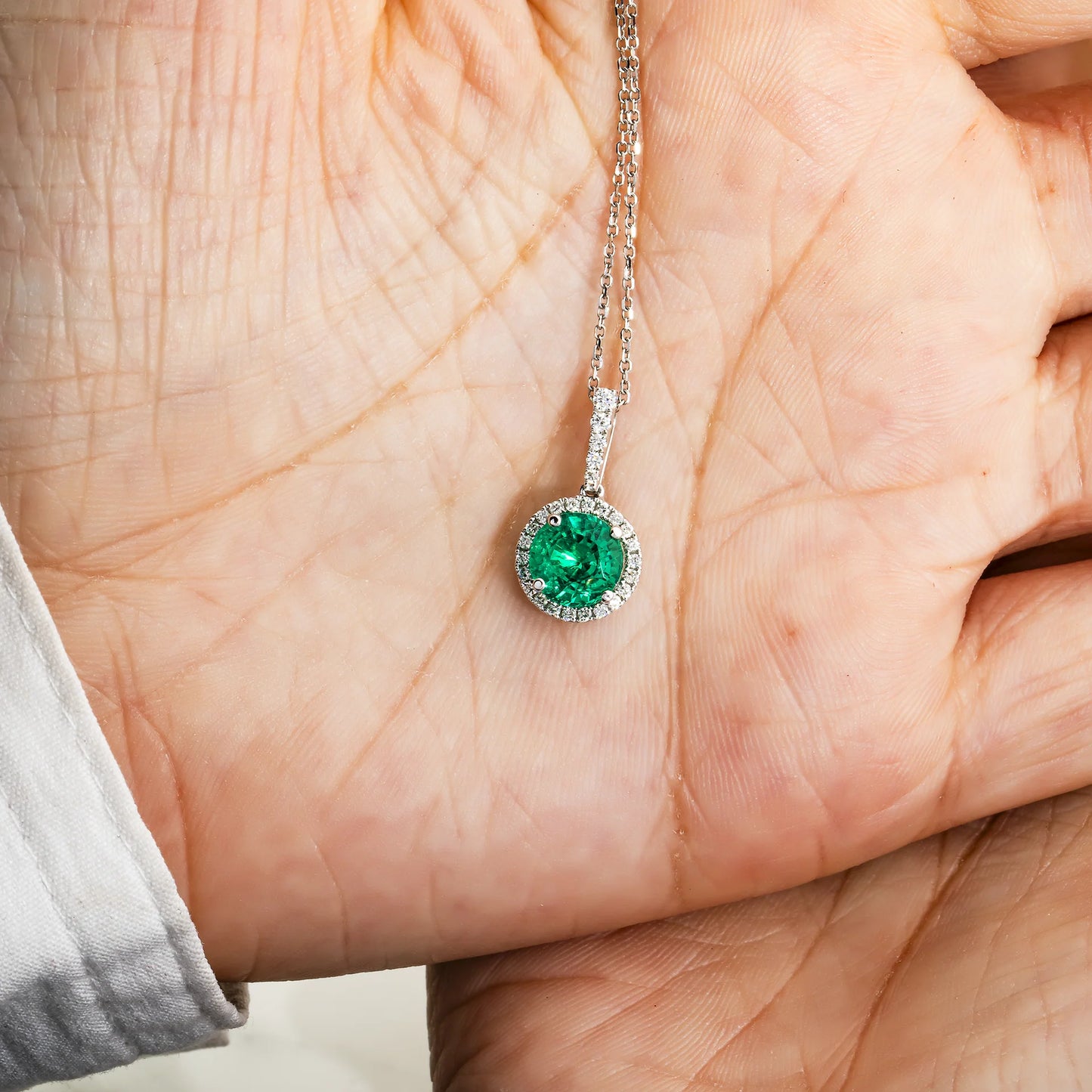 Theodora 1.34 Carat Round Diamond & Tourmaline Gemstone Necklace