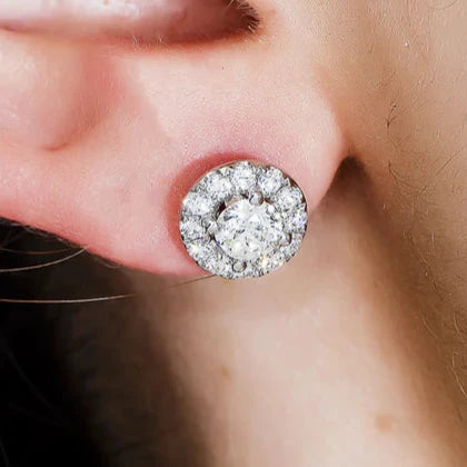 Vashti 1.35ctw Round Halo Diamond Stud Earrings in 18K White Gold Wears