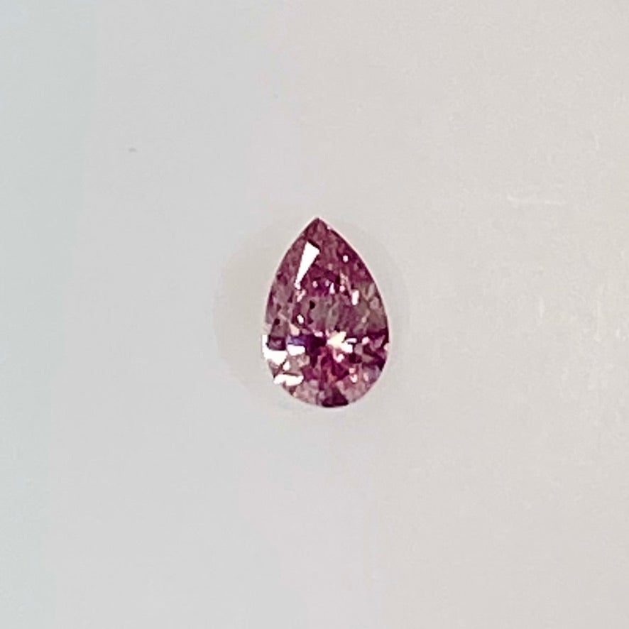 Intense Purplish Pink Diamond Pear Shape Cut .15 Carat Argyle Diamond Front View