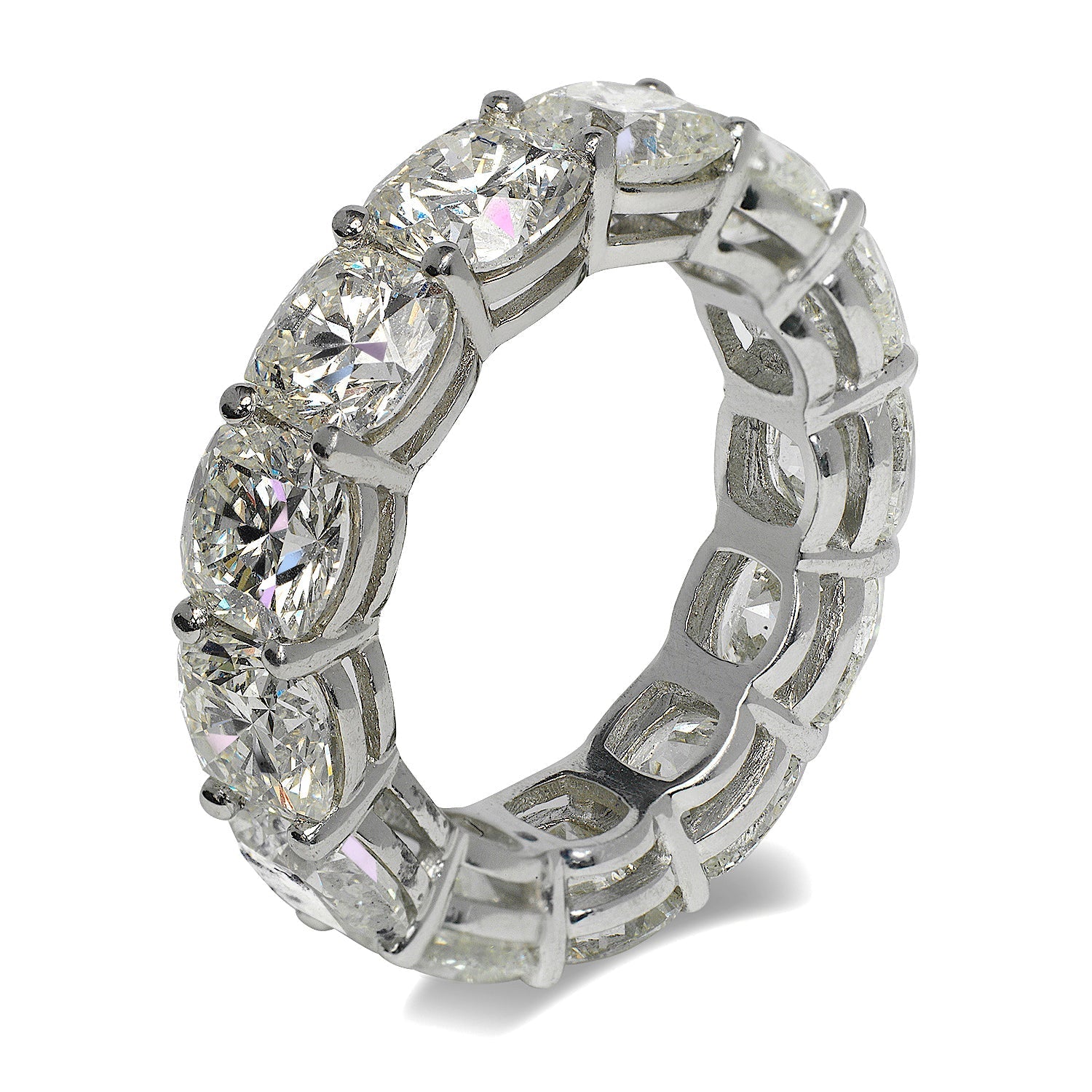 10-Carat Cushion Cut Diamond Eternity Band 18K White Gold