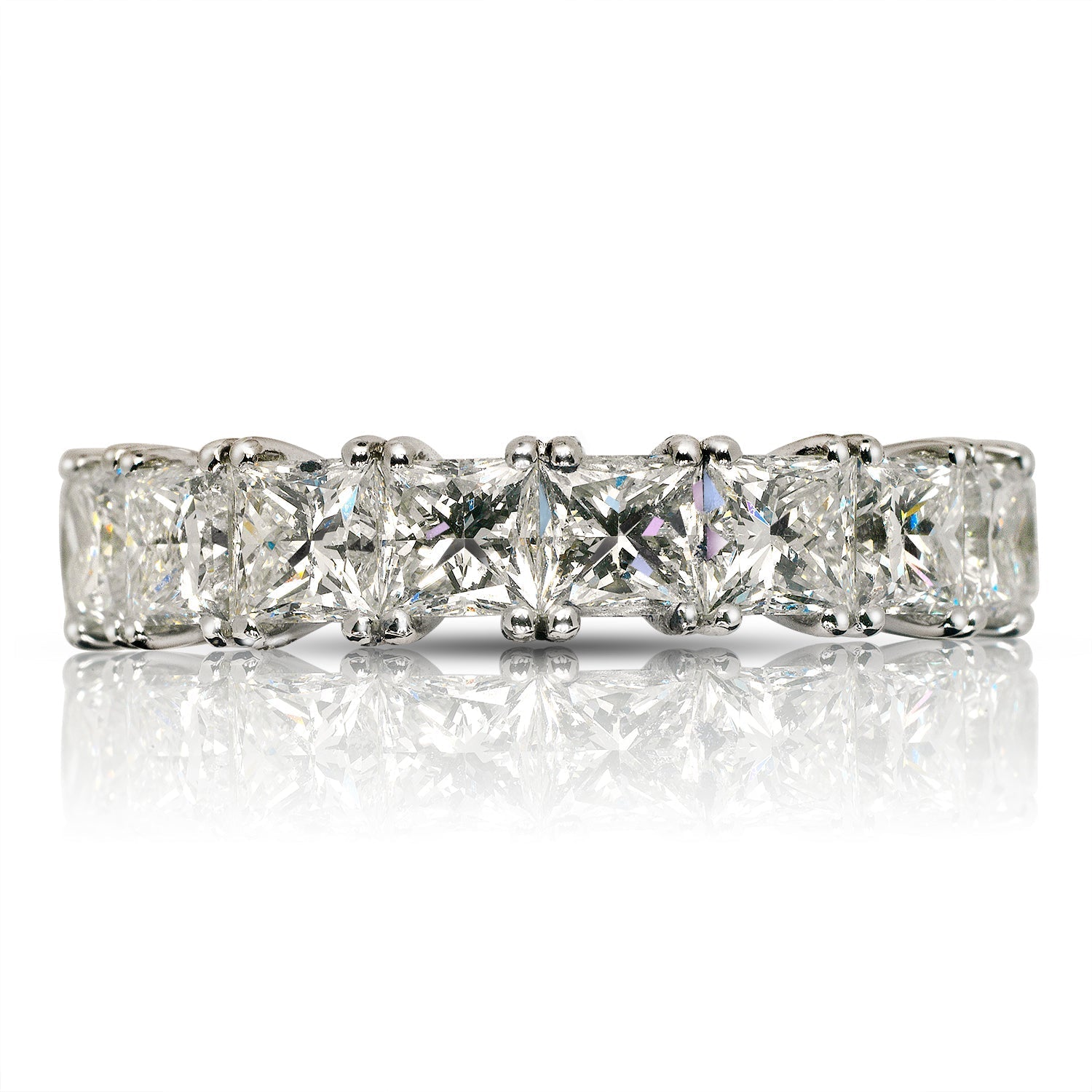 Radiant Cut Diamond Eternity Band in 18k white gold Front View