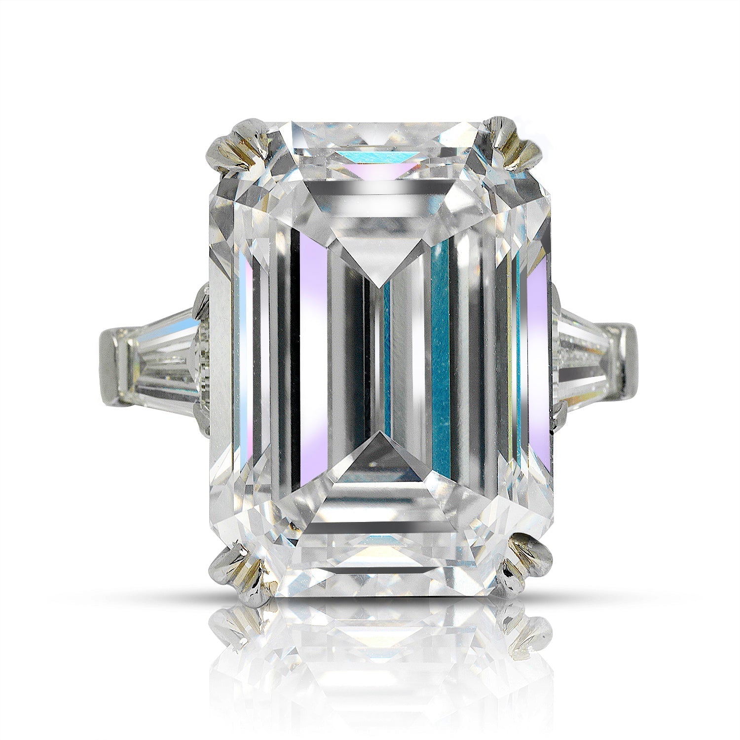 ZIVA 15 CARAT EMERALD CUT F COLOR VVS1 CLARITY DIAMOND ENGAGEMENT RING PLATINUM GIA CERTIFIED 14 CT F VVS1 BY MIKE NEKTA