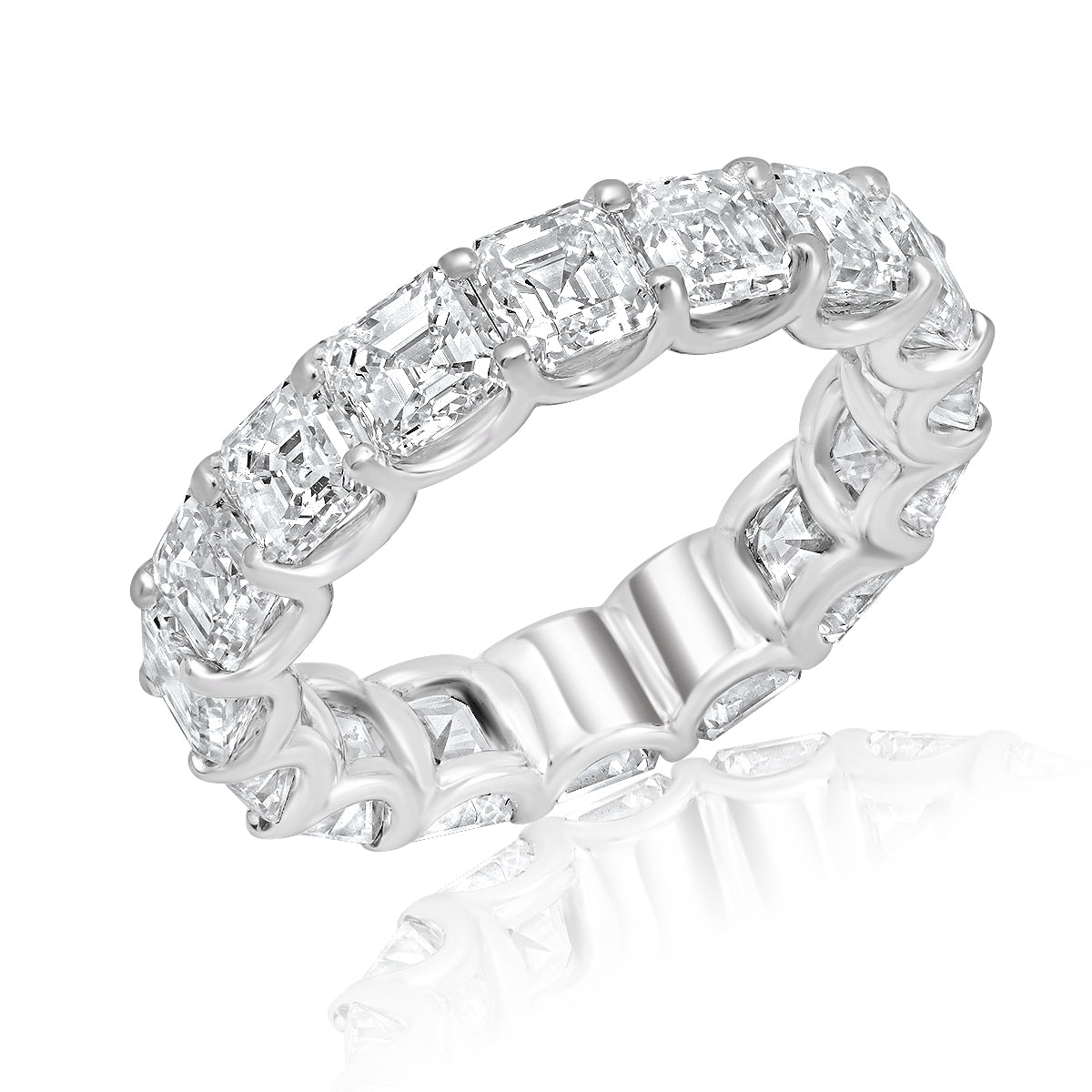 2-3 Carat Asscher Cut Diamond Eternity Band in Platinum 10 pointer SIde View