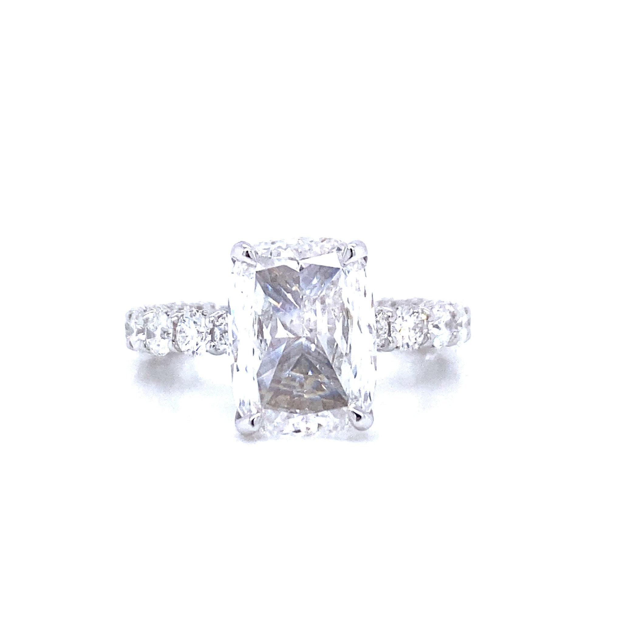 7 Carat Cushion Cut Lab Grown Diamond Engagement Ring. Eternity.  IGI Certified
