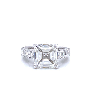 Lizbeth 9 Carat Asscher Cut Lab Grown Diamond Engagement Ring. Eternity Band.  IGI Certified
