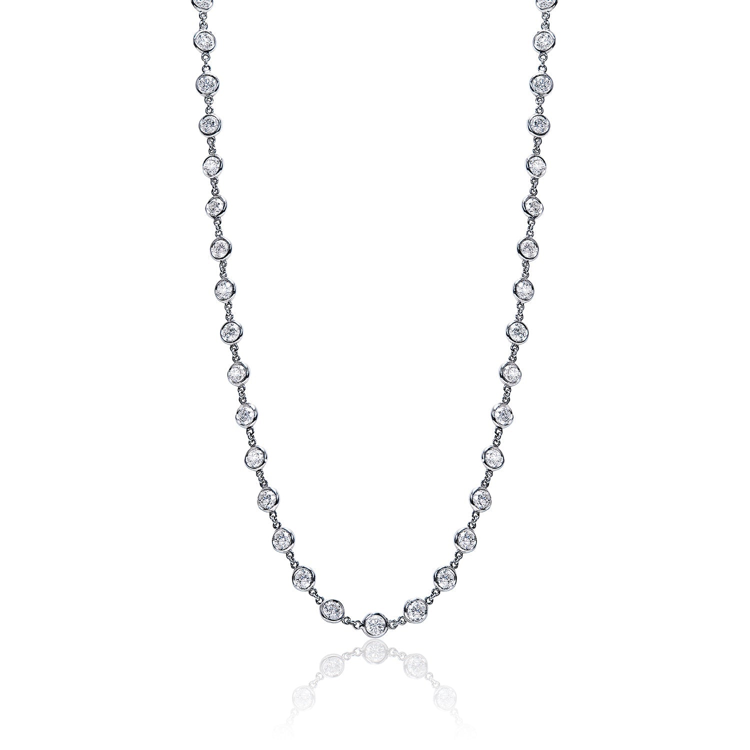 Kora 12 Carat Round Brilliant Diamonds By The Yard Necklace in 14KP For Ladies Full View