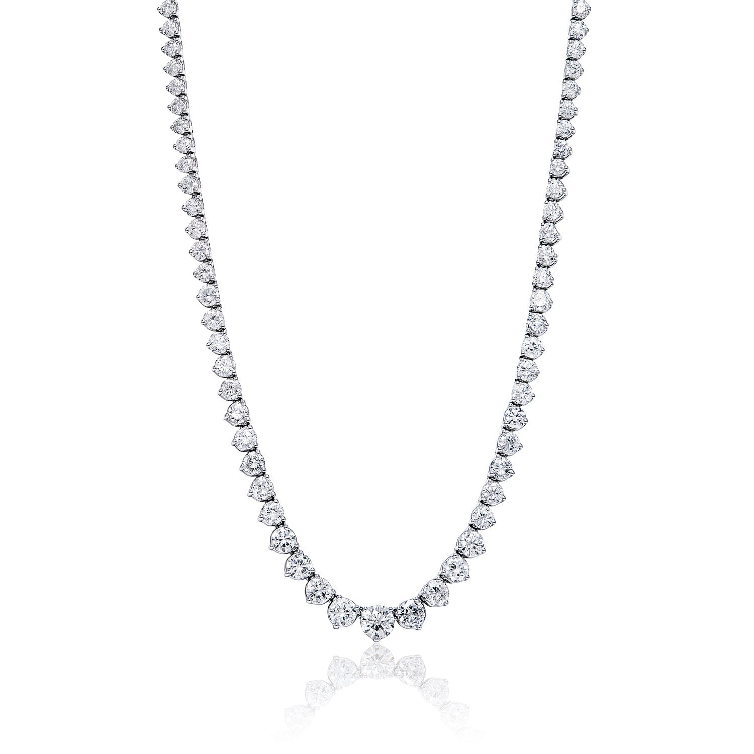 Elaine 11 Carat Round Brilliant Diamond Necklace in 14 Karat White Gold For Ladies Full View