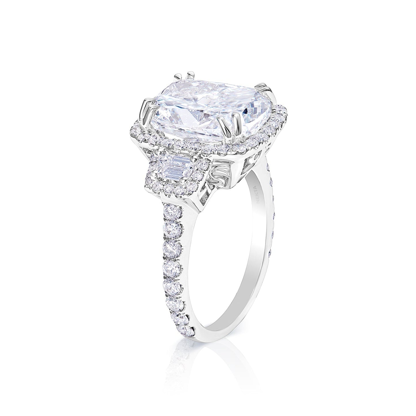 8 Carat Cushion Cut Lab Grown Diamond Engagement Ring Halo. IGI Certified