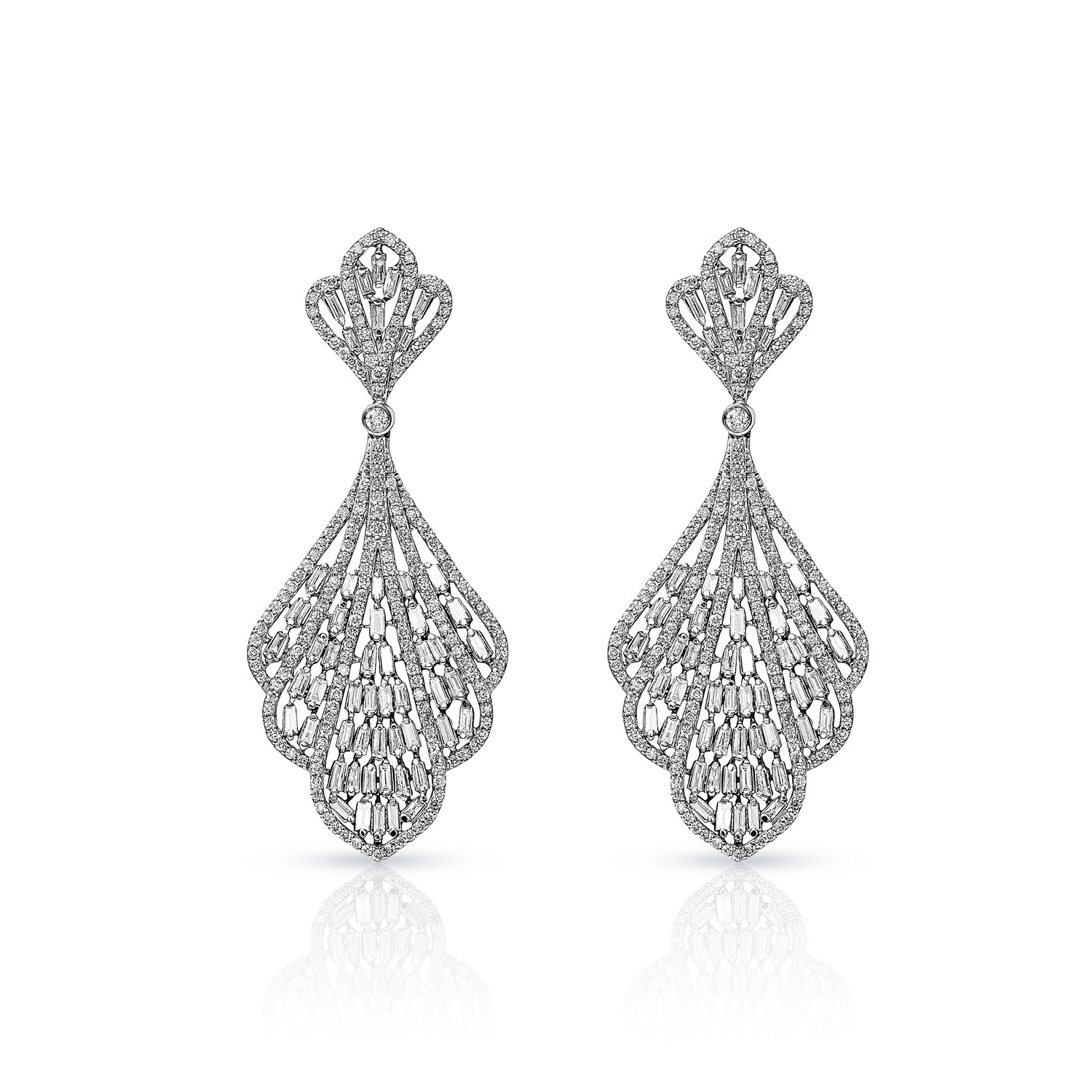 4-Carat Mixed Shape Chandelier Diamond Earrings in 14K Gold