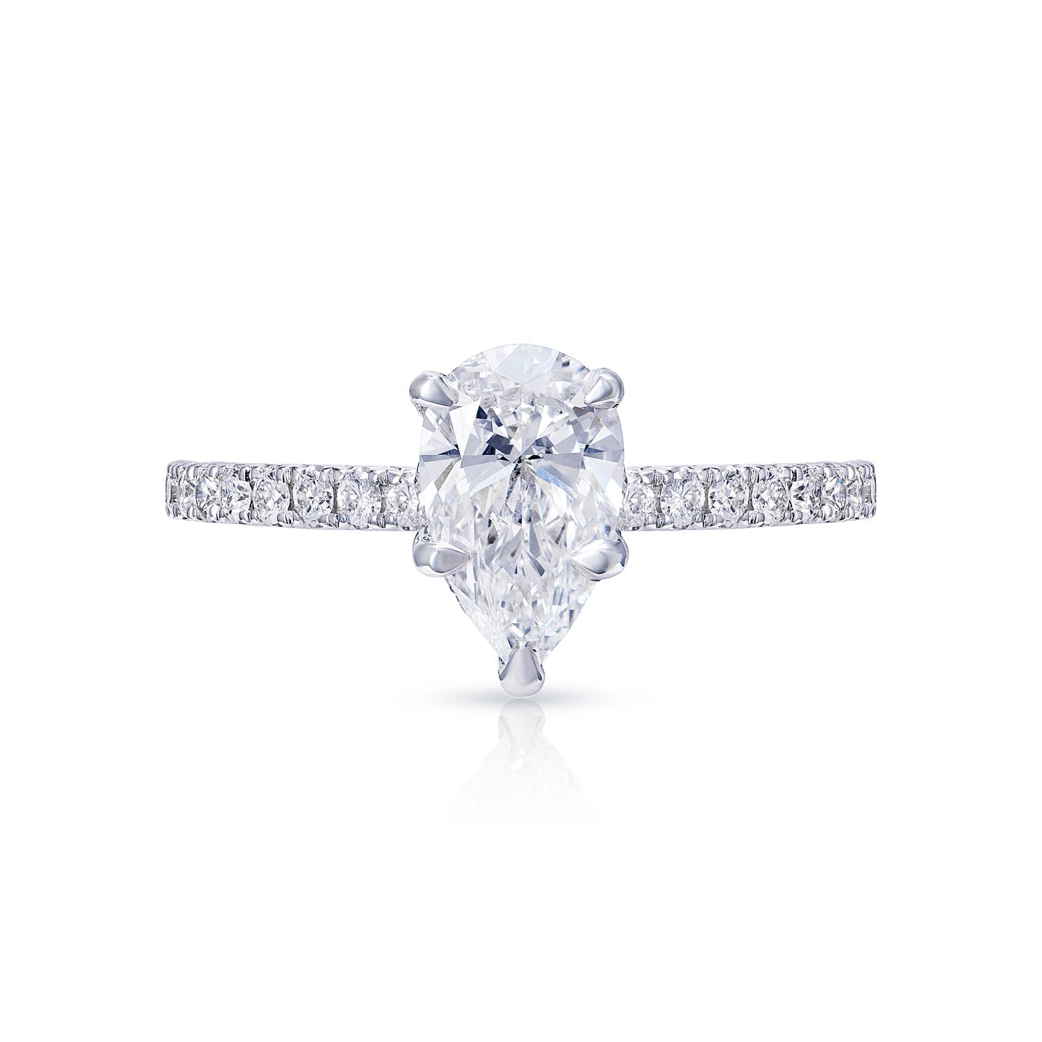 Laney 1 Carat E VS2 Pear Shape Lab Grown Diamond Engagement Ring VS2 in Platinum Front View