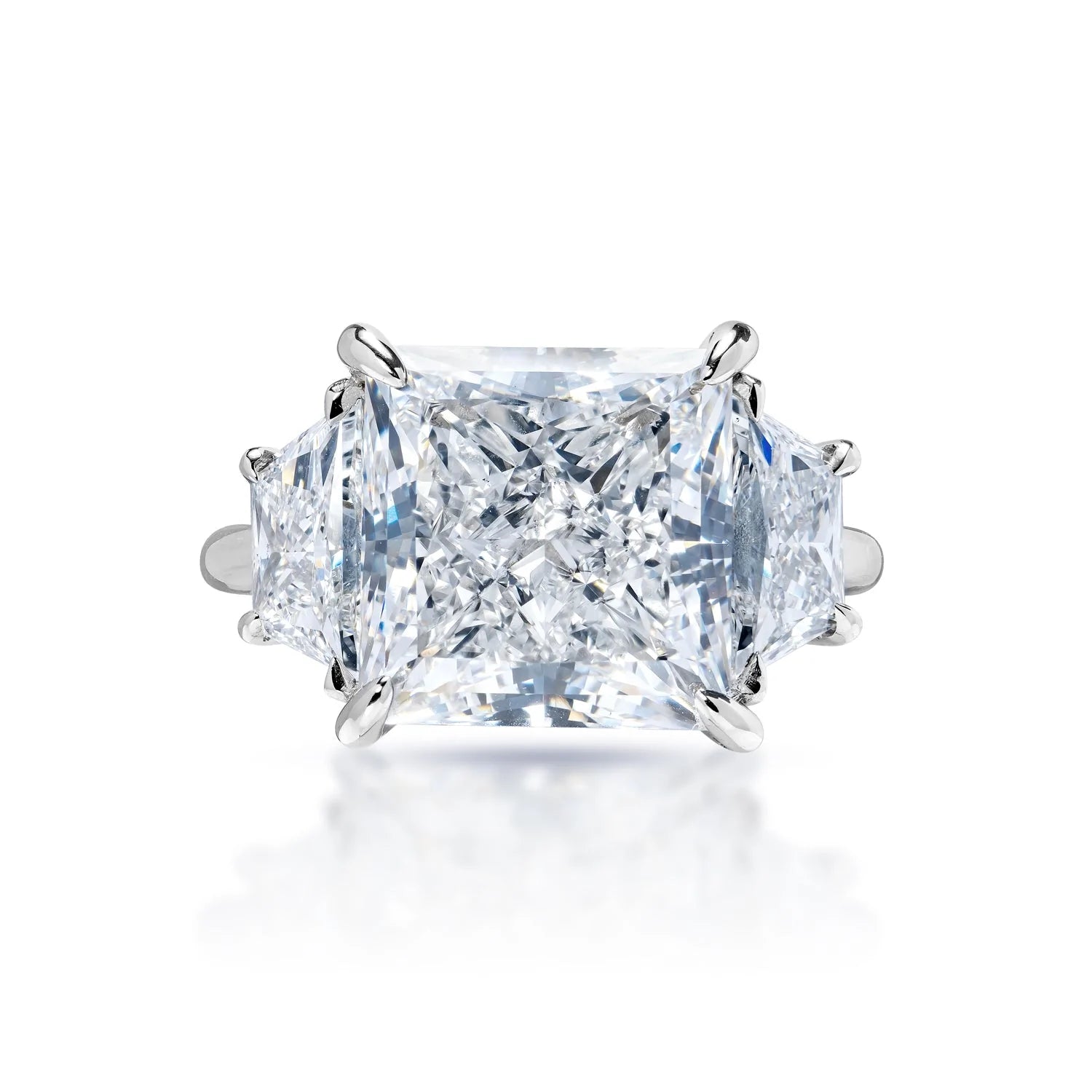 Leena 10 Carat F VS1 Princess Cut Lab Grown Diamond Engagement Ring in Platinum Front View