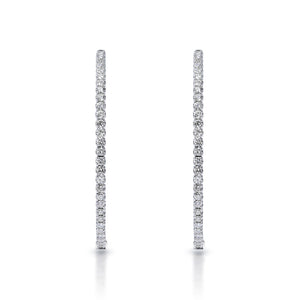 Jenna 3.25 Carat Round Brilliant Diamond Hoop Earrings in 14k White Gold Front View