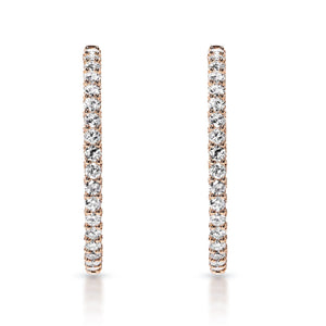 Sydnee 9 Carat Round Brilliant Diamond Hoop Earrings in 14k Rose Gold Front View