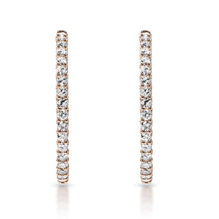 Sydnee 9 Carat Round Brilliant Diamond Hoop Earrings in 14k Rose Gold Front View