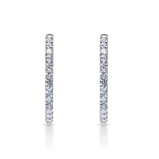 Melany 13 Carat Round Brilliant Diamond Hoops Earrings in 14k White Gold Front View