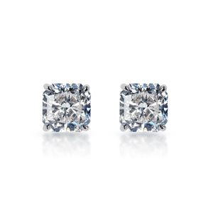 Lesly 6 Carat Radiant Cut Lab Grown Diamond Studs Earrings in 14k White Gold Front View