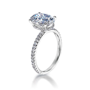 Lacie 3 Carats I VS2 Lab Grown Oval Cut Diamond Engagement Ring in 18k White Gold Side View