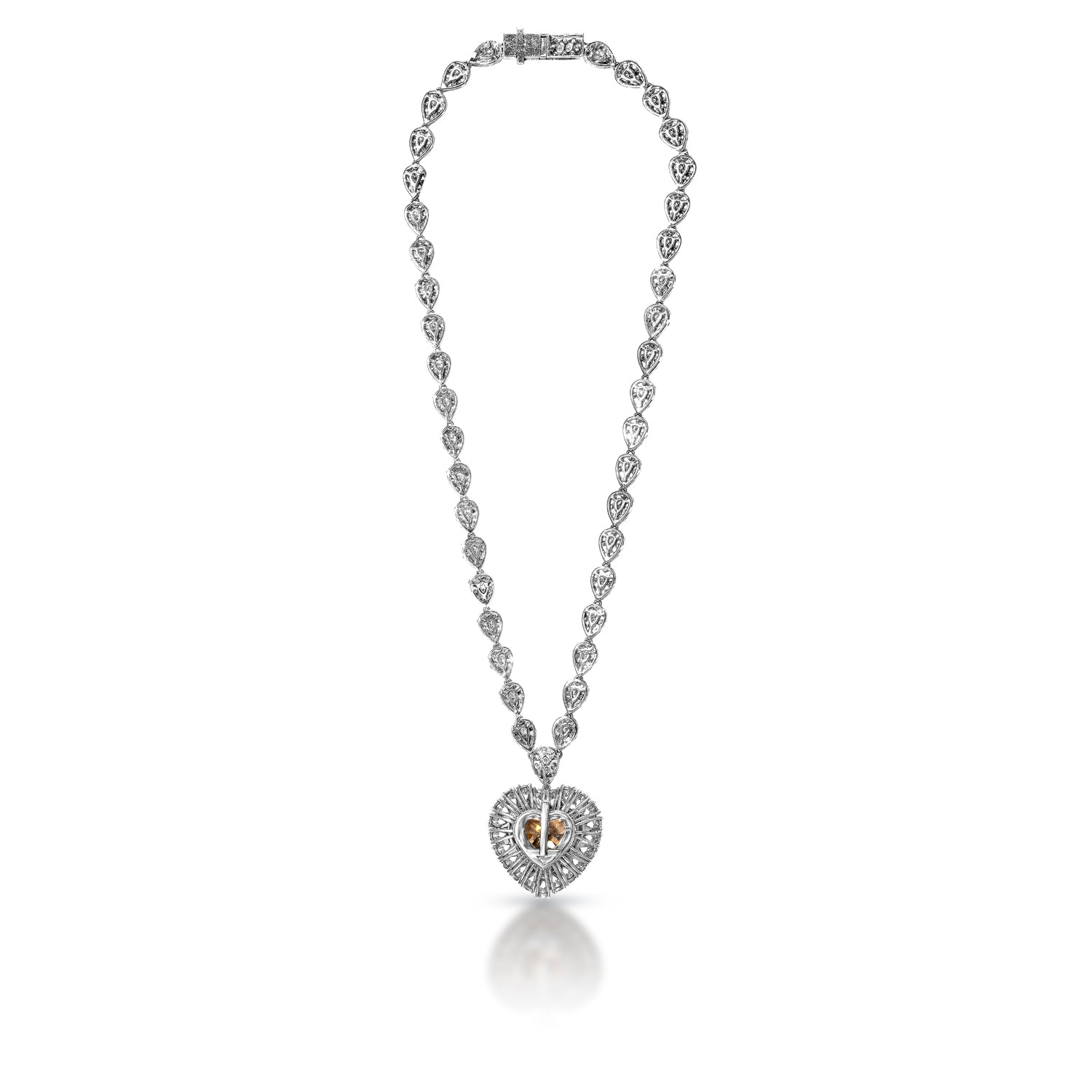Remy 21 Carat Round Brilliant Diamond Pendant Necklace in 14k White Gold Back View