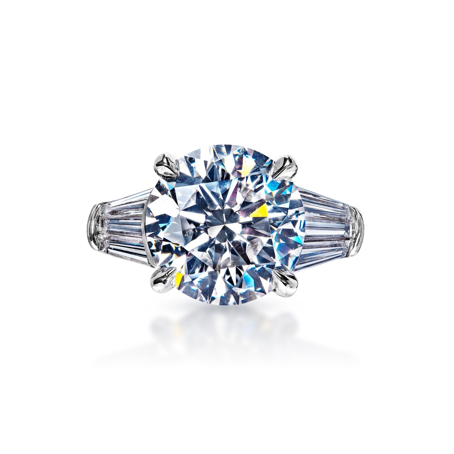 Alanna 6 Carats E VS1 Round Brilliant Diamond Engagement Ring in Platinum Front View