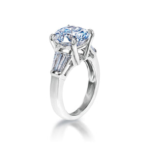 Alanna 6 Carats E VS1 Round Brilliant Diamond Engagement Ring in Platinum SIie View
