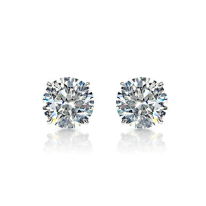Bristol 24 Carats VS2 - SI1 Round Brilliant Diamond Stud Earrings in 14k White Gold Front View