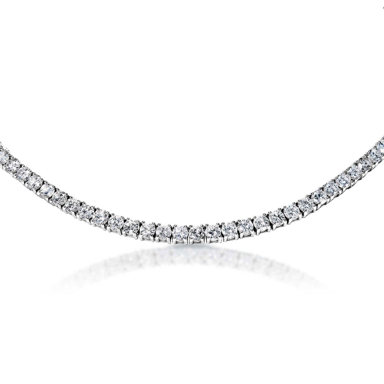 Karsyn 22 Carat Round Brilliant Diamond Tennis Necklace in 14k White Gold Close View