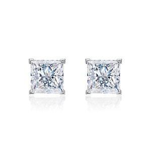 Addilyn 14 Carats G - F VS2 Princess Cut Diamond Stud Earrings in Platinum Front View