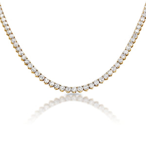 Trinity 47 Carat Round Brilliant Diamond Tennis Necklace in 14k Yellow Gold Close VIew