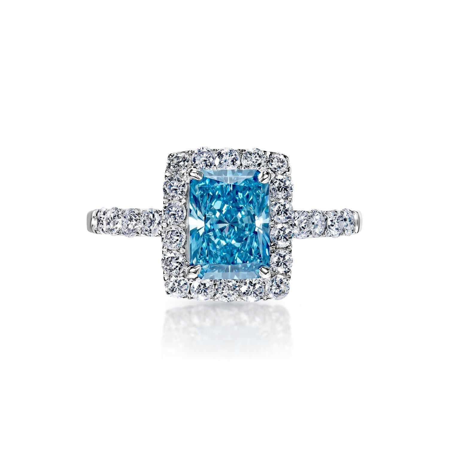 Lydia Carat Radiant Cut Blue Lab-Grown Diamond Ring – Nekta New York