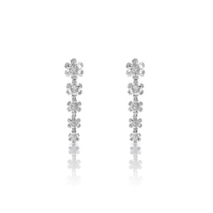 Alayah 2 Carat Combine Mix Shape Diamond Hanging Earrings in 14k White Gold Front View